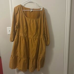 Dark yellow long sleeve dress with pockets! 😊